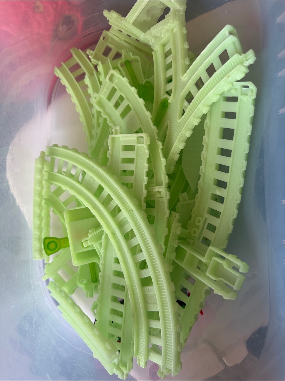 Glow Green curved train rail